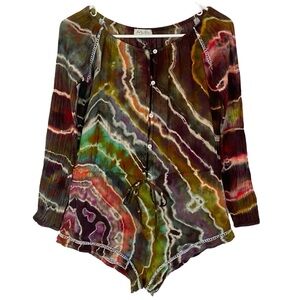 LSF LoveShackFancy Tie Dye Romper Womens Small XS Geode Brown Love Shack Fancy